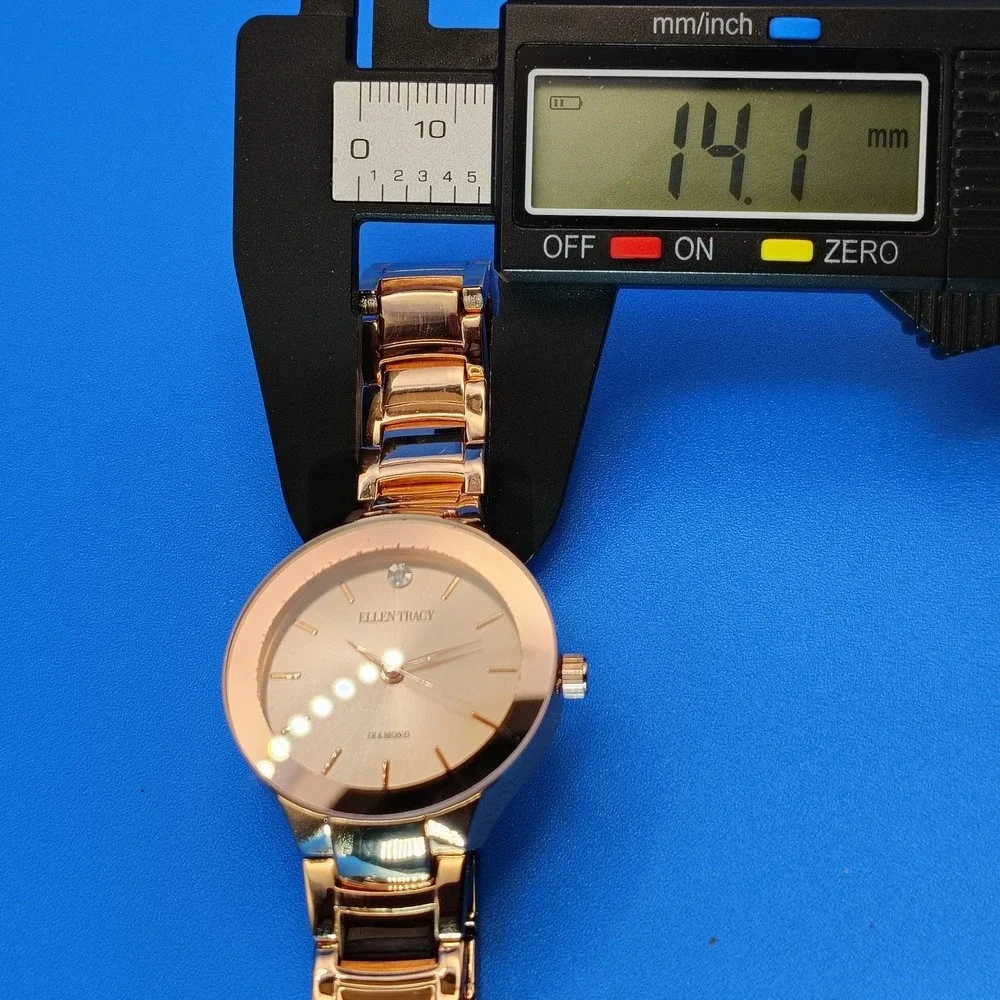 2017 Ellen Tracy NY Genuine Diamond Rose‎ Gold 32mm Women's Quartz Luxury Watch